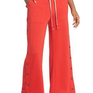 FP Movement Free People Ladies red Viola wide leg Snap yoga Pants foldover waist